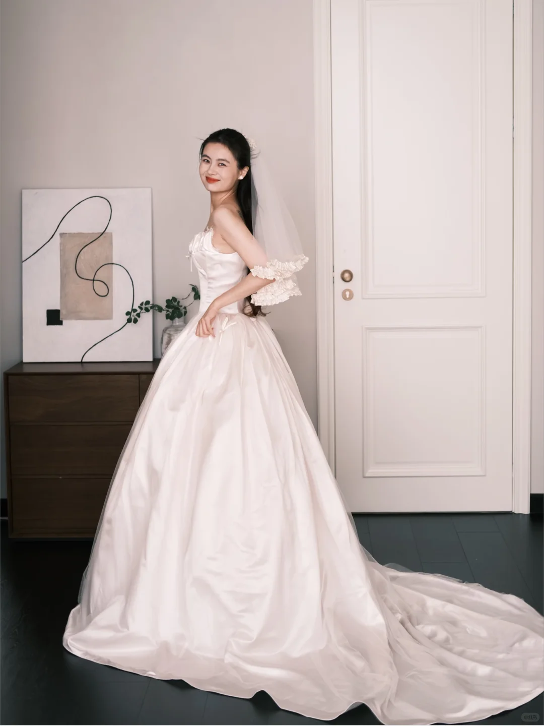 Light Champagne Ruffle Off Shoulder Princess Wedding Dress  NV7236