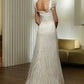 White simple, fashionable and elegant bow decoration, long exquisite lace floor-length tail ball gown, evening gown, ball gown, imperial gown, wedding dress nv3943