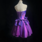 Strapless Purple Short Prom Dress Rhinestone Trim Satin Bows Voluminous Tulle Mini Formal Gown  NV6898