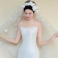 White Strapless Satin Mermaid Wedding Gown, 3D Flower Appliques Bridal Dress  NV7439