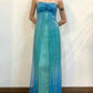 Blue shiny fashion gradient spray gold retro elegant sling long tulle ball gown evening dress party dress nv2761 nv2761