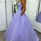 Purple Tulle Long A-Line Prom Dress, Purple Backless Evening Dress nv1444