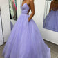Purple Tulle Long A-Line Prom Dress, Purple Backless Evening Dress nv1444