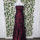 Burgundy Retro Fashion Elegant Spaghetti Strap Long Satin Formal Prom Dress Party Dress Evening Gown nv3632