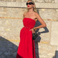 Red simple fashion long elegant evening dress wedding guest dress nv2966
