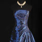 Navy Blue Vintage Fashion Exquisite Beaded Ball Gown Off Shoulder Long Satin Elegant Prom Dress Party Dress nv3769