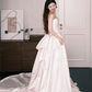 Light Blush Pink Strapless Satin Ball Gown Wedding Dress Bridal Gown  NV7223