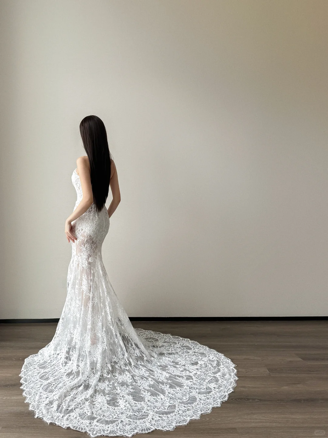 High Neck Long Sleeve Lace Mermaid Wedding Dress Detachable Overskirt Bridal Gown  NV7127