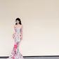 Spaghetti Strap 3D Colorful Flower Sheer Mermaid Prom Dress with Train  NV7425
