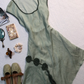 Sage Green Short Homecoming Dress U Neck Cap Sleeve 3D Floral Tassel Irregular Hem Vintage Cocktail Gown  NV6930