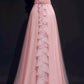Pink Retro Sweet Lace Strap Long Tulle Elegant Ball Gown Evening Dress Birthday Party Dress Prom Dressnv3771