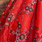 Red Vintage Floral Beaded Long Satin Ball Gown nv5144