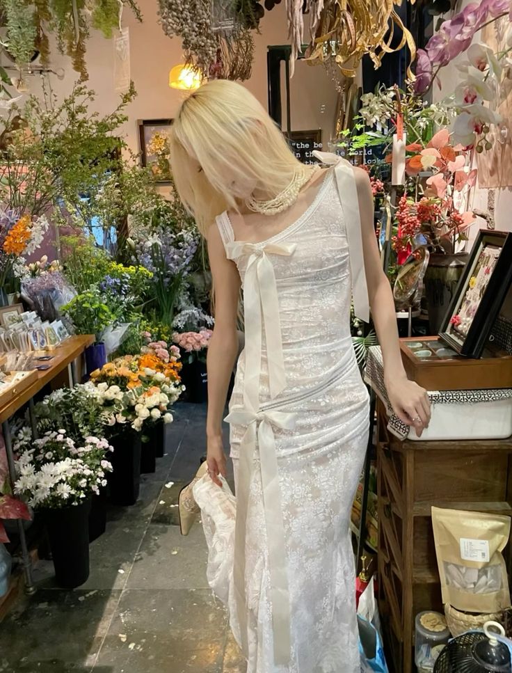 Ivory White Fashion One Shoulder Elegant Sweet Long Lace Ball Gown Evening Dress Wedding Guest Party Dress Prom Dress nv4029