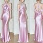 Pink Fashion Elegant Bodycon Backless Sleeveless Long Satin Wedding Guest Party Dress Bridesmaid Dresses Evening Dresses Ball Gowns Prom Dresses nv3926