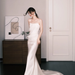 Strapless Satin Mermaid Bridal Gown, Ruched Bodice Minimalist Wedding Dress  NV7257