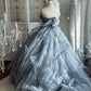 Robe de bal bleu brumeux Princess Core Trend : manches bouffantes et appliques perlées NV6841