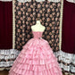 Pink floral beaded long tulle ball gown evening dress quinceanera dress nv4646