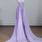Purple Elegant Long Satin Floor Length Trailing Fairy Prom Dress Evening Dress nv4959