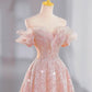 Pink Sparkling Elegant Long Tulle Ball Gown Evening Dress nv4227