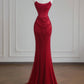 Red Mermaid Shiny Bodycon Elegant Long Prom Dress Evening Dress Party Dress nv4956