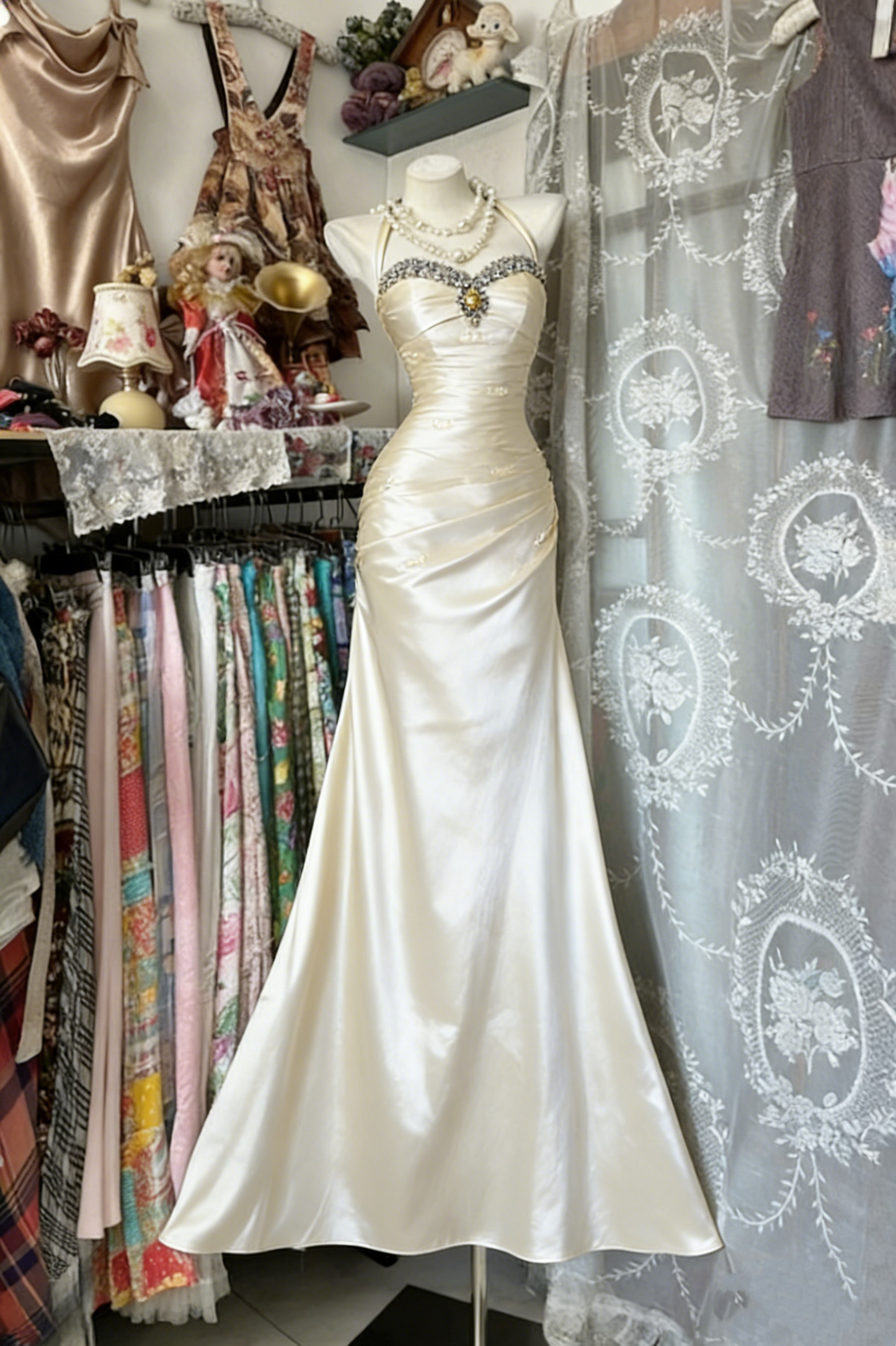 Robe longue en satin rétro élégante NV6656