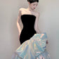 Black shiny gorgeous elegant satin long mermaid floor length ball gown evening dress nv4055