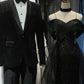 Robe de bal longue en tulle noir brillant NV6627