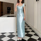 Light Blue Exquisite Beading Long Satin Ball Gown Evening Dress Party Dress nv4170