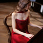 Red prom dress shiny elegant satin long evening gown graduation dress nv4226