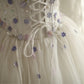 White sweet floral long tulle ball gown evening dress party dress nv4691