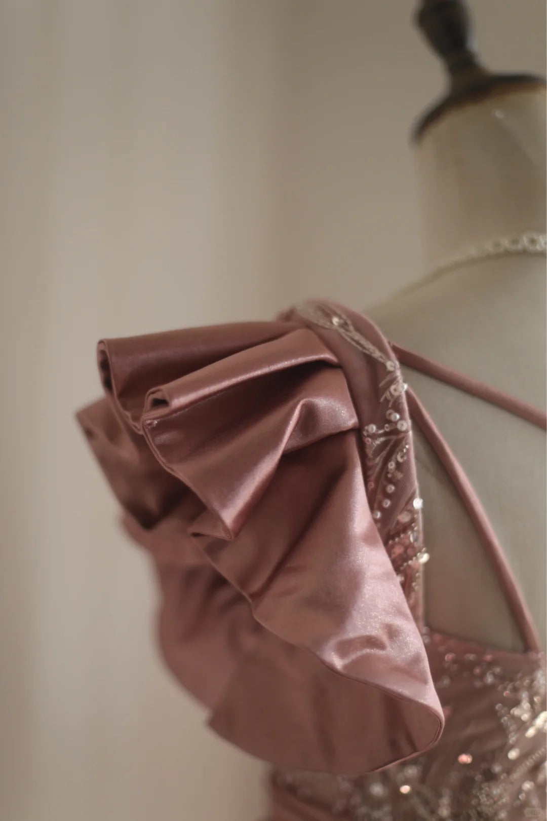 Pink Beaded Elegant Long Satin Floor Length Ball Gown Evening Dress Party Dress nv4187