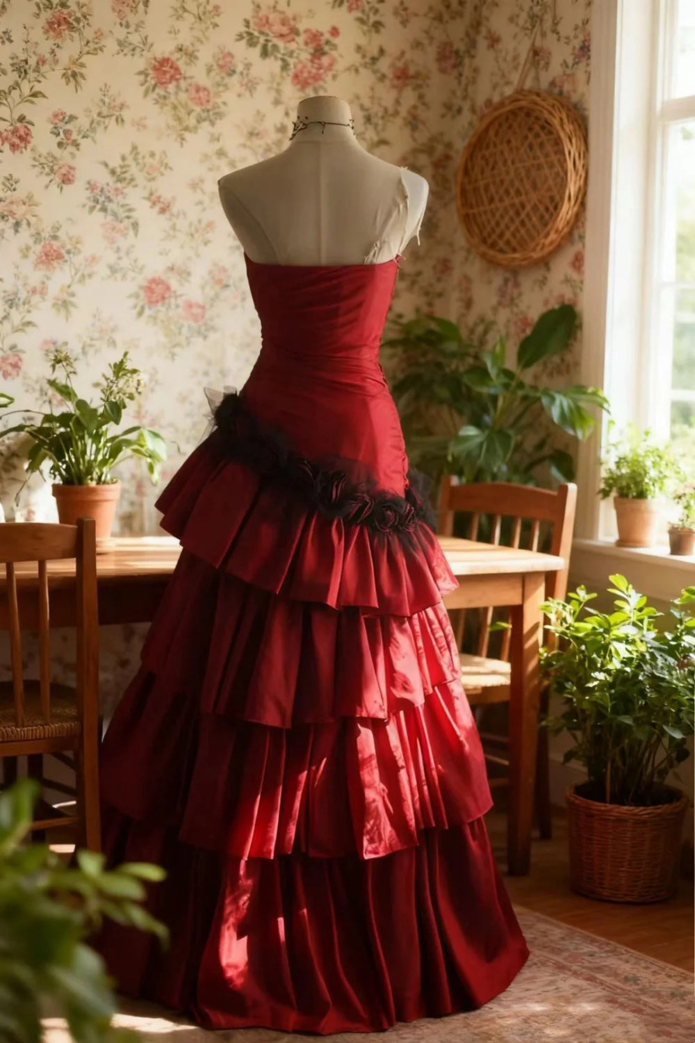 Robe de mariée princesse rouge flamme asymétrique NV6585