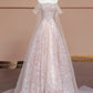 A luxurious, sweet, fairy-like, long, tulle, beaded ball gown in cherry blossom pink. nv5075