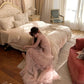 Robe de soirée longue en mousseline rose NV6745