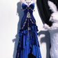 Robe de bal longue bleue rétro style déesse NV6473