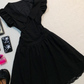 Black Short Homecoming Dress Lapel V Neck Flutter Sleeve A-Line Lace Hem Vintage Cocktail Gown  NV6920
