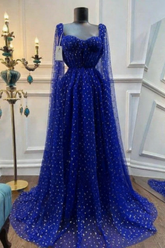 NiceVestidos - Robe de bal longue en tulle bleu NV6073