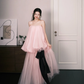 Strapless Blush Pink Bubble Tulle Two Piece Formal Dress with Sheer Pants  NV7364