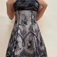 Grey and black chic homecoming dress floral spaghetti strap chiffon short party dress nv4346