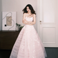Sweetheart Strapless Pink Tulle Ball Gown, 3D Flower Beaded Princess Prom Dress  NV7305