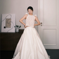 Two Piece Halter Lace Satin Wedding Dress with Back Bow and Pockets  NV7381