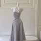 NiceVestidos-_ Silver-Grey Shimmering A-Line Halter-Neck Sequined Tassel Tulle Long Ball Gown NV5950