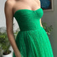 Trendy Green A-line Strapless Sweetheart Sequined Tulle Prom Gown nv1642
