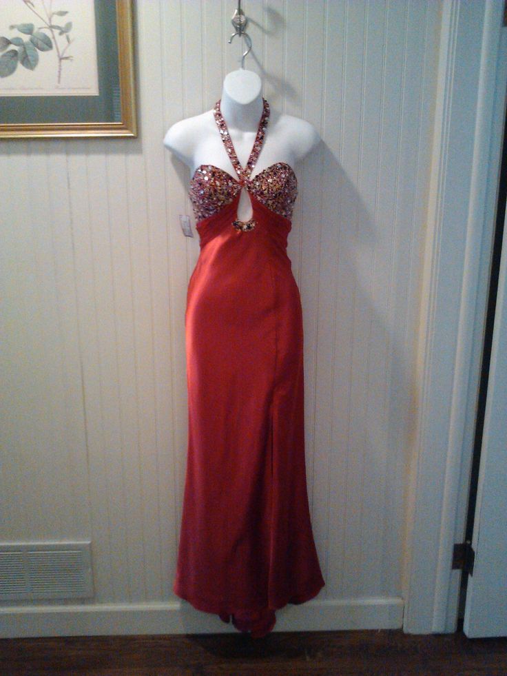 Red beautiful elegant exquisite beaded sequined suspender long satin ball gown evening dress party dress nv3638
