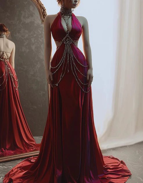 Robe longue rouge sexy NV6682