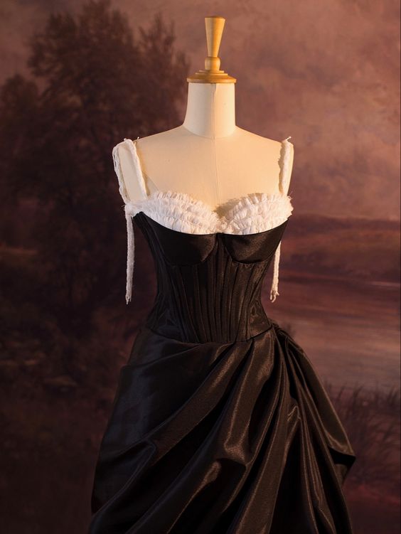 Black and white A-line ball gown evening dress nv1907