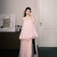 Strapless Blush Pink Bubble Tulle Two Piece Formal Dress with Sheer Pants  NV7364