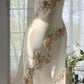 Beige Elegant A-line Exquisite Beaded Long Chiffon Mermaid Slim Retro Evening Dress Birthday Party Gift Ball Gown Prom Dress nv3990