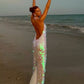 Pink shiny sequins halter back long prom dress birthday party dress nv5291
