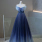 Navy blue gorgeous fashion gradient exquisite beaded butterfly A-line sequined long tulle elegant floor-length ball gown evening dress nv3818